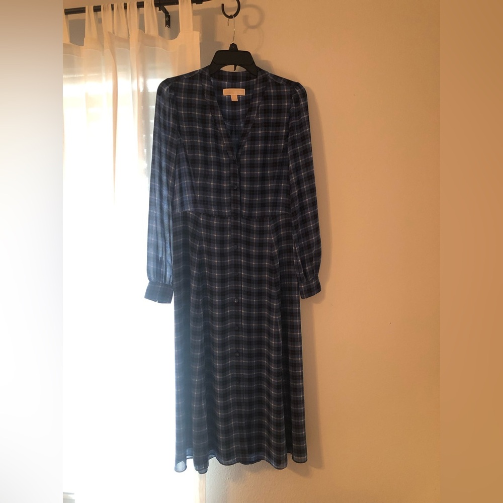 Michael Kors Houndstooth Midi Shirtdress